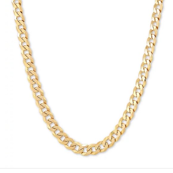 Gold Over Sterling Silver Curb Chain Necklace 18